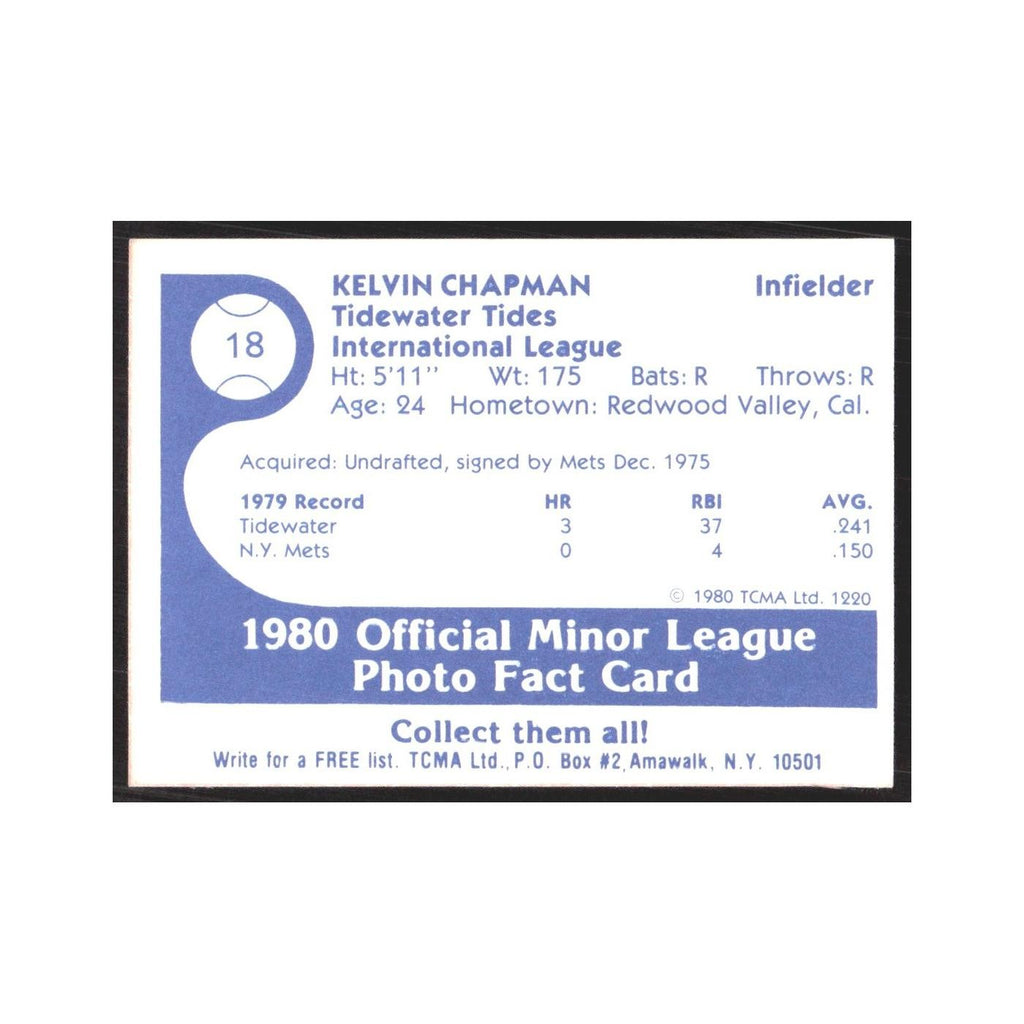 1980 TCMA Minor League Kelvin Chapman Tidewater Tides #18