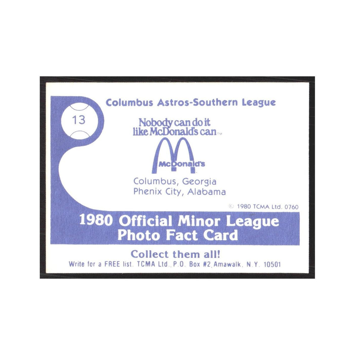 1980 TCMA Minor League John Hessler Columbus Astros #13