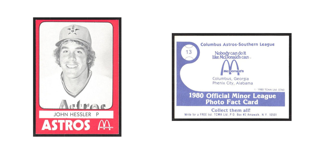 1980 TCMA Minor League John Hessler Columbus Astros #13