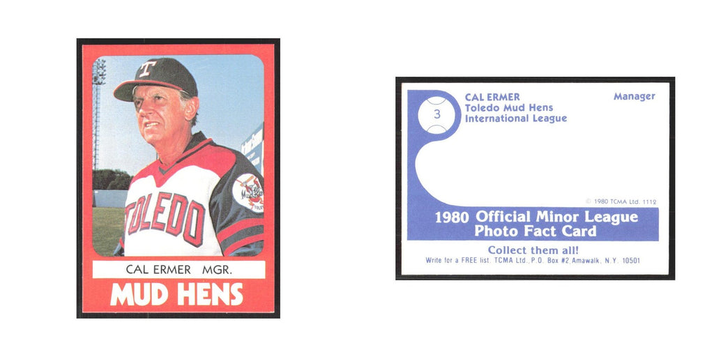 1980 TCMA Minor League Cal Ermer Toledo Mud Hens #3