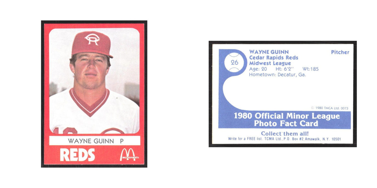 1980 TCMA Minor League Wayne Guinn Cedar Rapids Reds #26