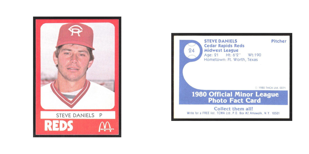1980 TCMA Minor League Steve Daniels Cedar Rapids Reds #24
