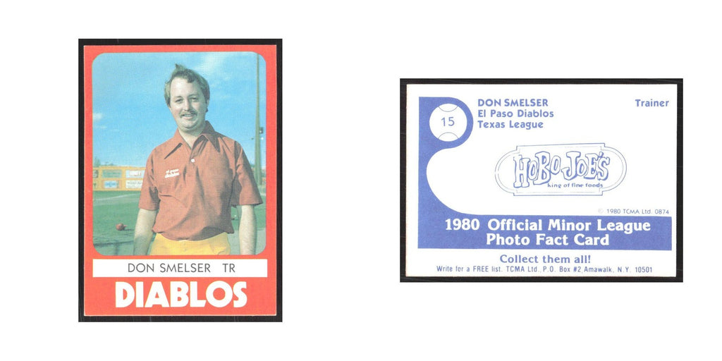 1980 TCMA Minor League Don Smelser El Paso Diablos #15