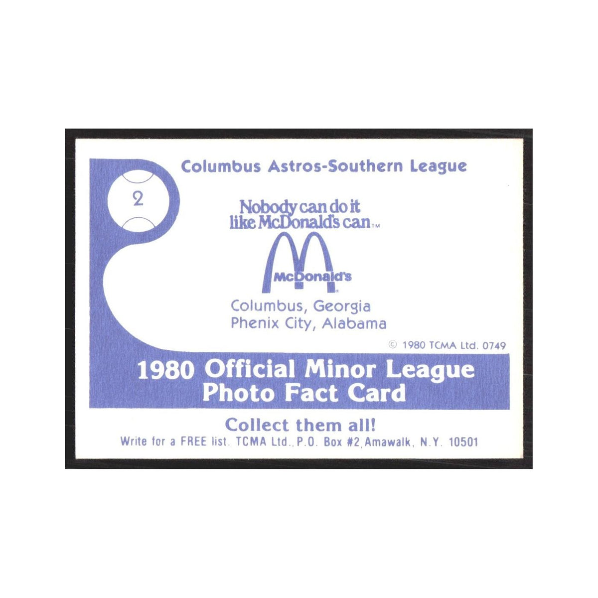 1980 TCMA Minor League Val Primmante Columbus Astros #2