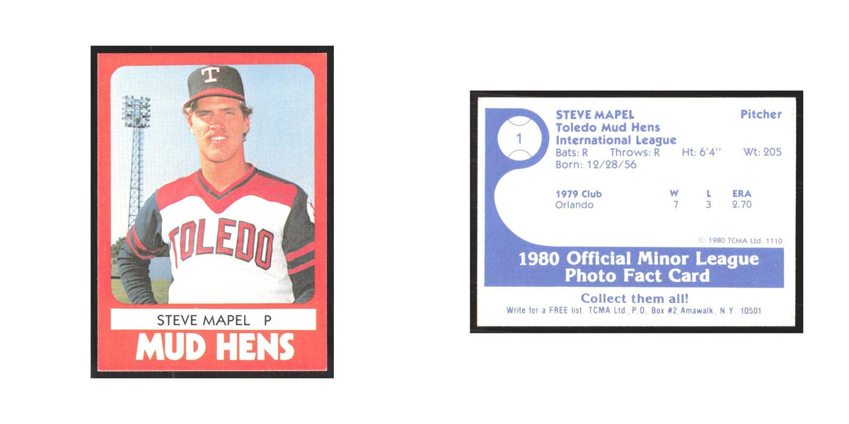 1980 TCMA Minor League Steve Mapel Toledo Mud Hens #1