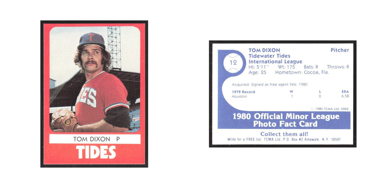 1980 TCMA Minor League Tom Dixon Tidewater Tides #12