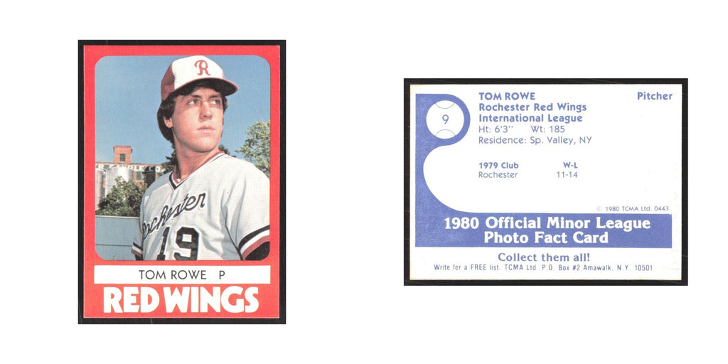 1980 TCMA Minor League Tom Rowe Rochester Red Wings #9