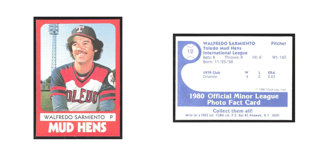 1980 TCMA Minor League Walfredo Sarmiento Toledo Mud Hens #12