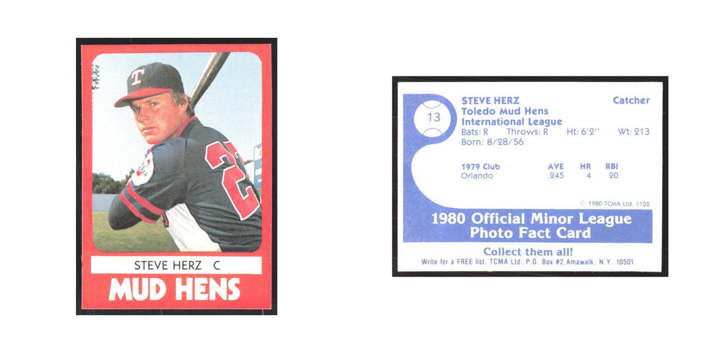 1980 TCMA Minor League Steve Herz Toledo Mud Hens #13