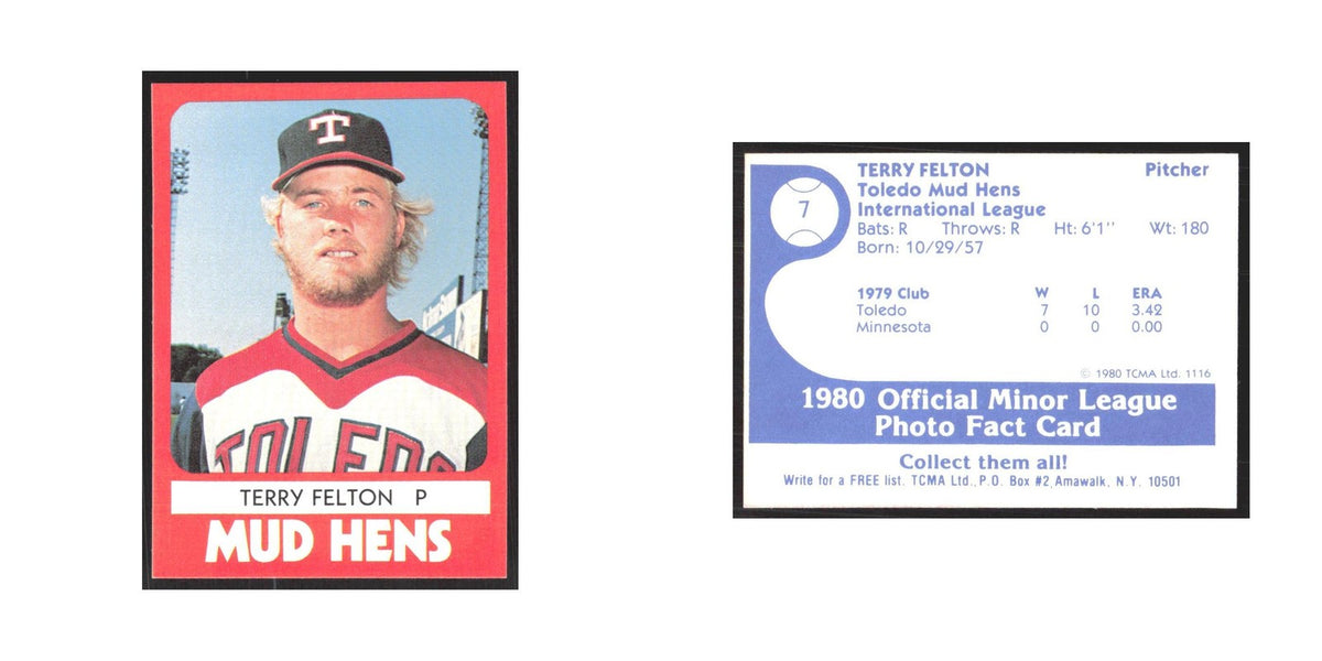 1980 TCMA Minor League Terry Felton Toledo Mud Hens #7