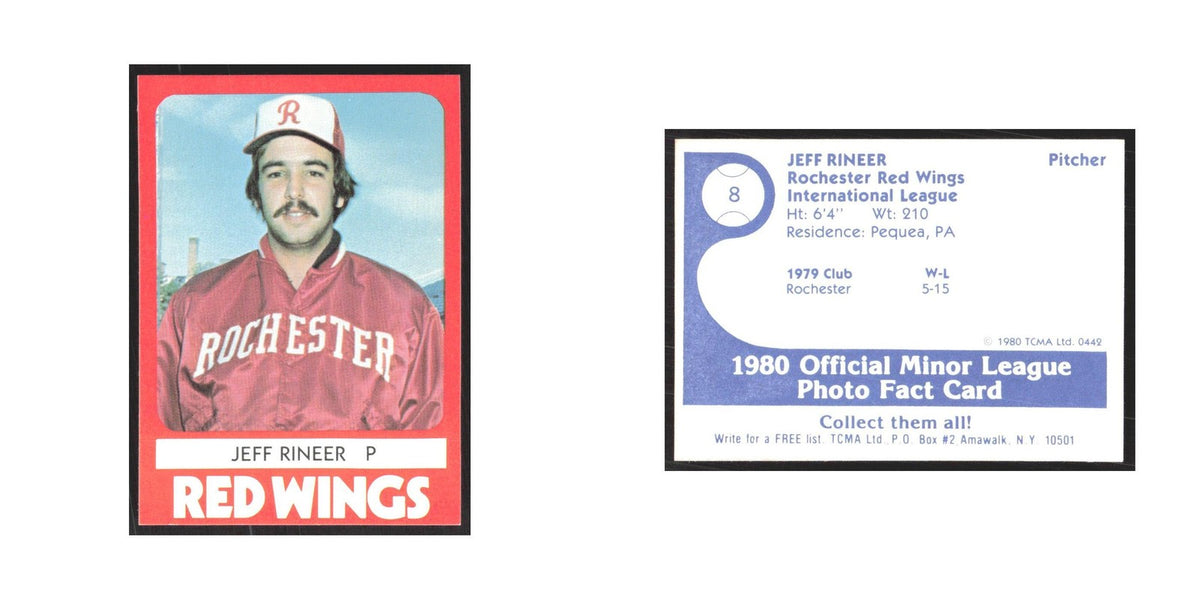 1980 TCMA Minor League Jeff Rineer Rochester Red Wings #8