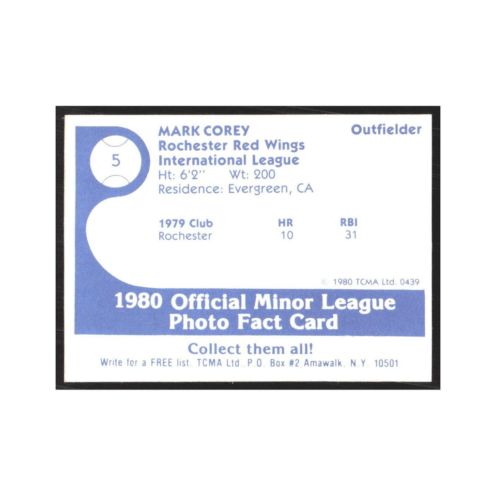 1980 TCMA Minor League Mark Corey Rochester Red Wings #5