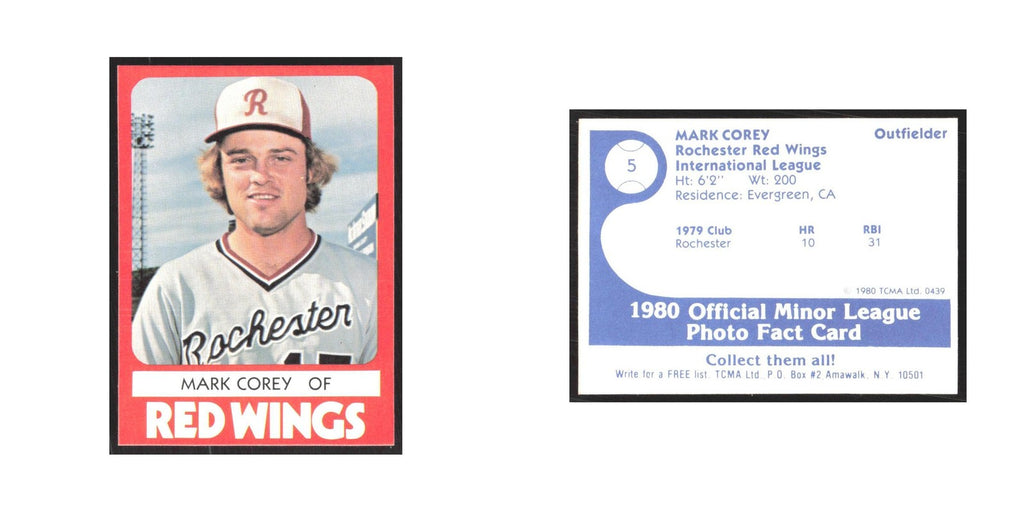 1980 TCMA Minor League Mark Corey Rochester Red Wings #5