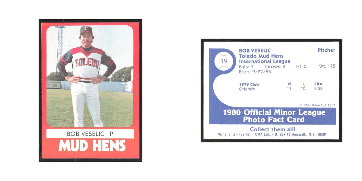 1980 TCMA Minor League Bob Veselic Toledo Mud Hens #19