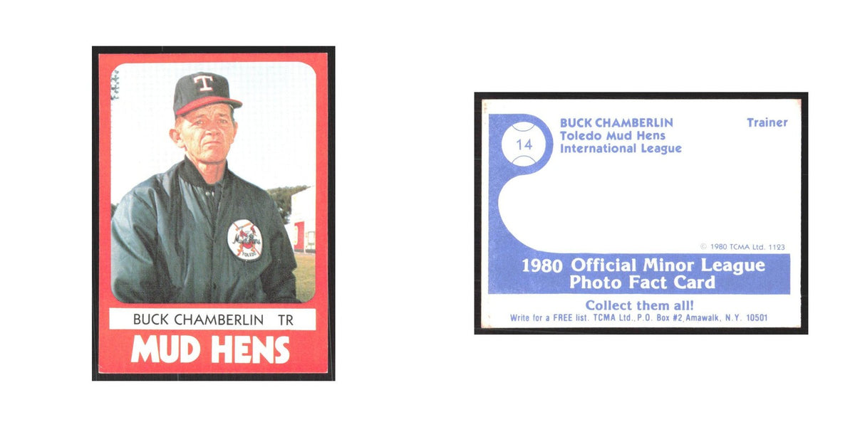 1980 TCMA Minor League Buck Chamberlin Toledo Mud Hens #14