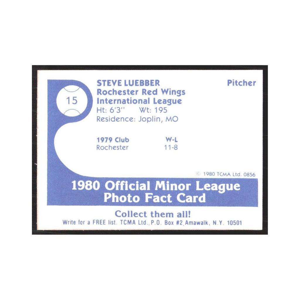 1980 TCMA Minor League Steve Luebber Rochester Red Wings #15
