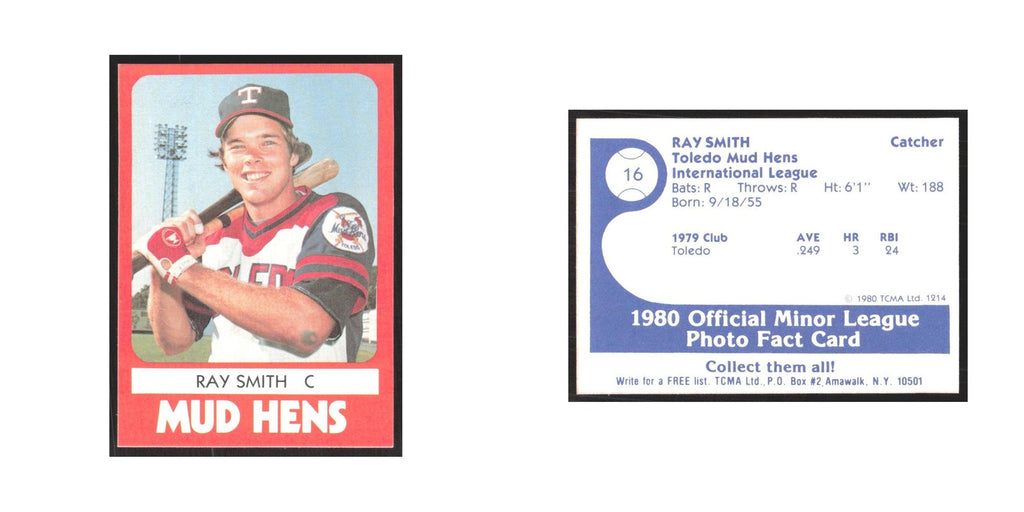 1980 TCMA Minor League Ray Smith Toledo Mud Hens #16