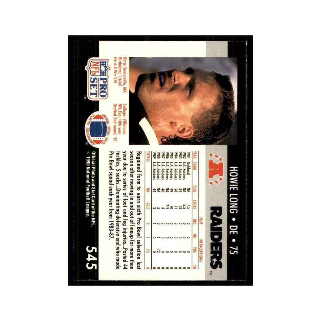 1990 Pro Set Howie Long Los Angeles Raiders #545