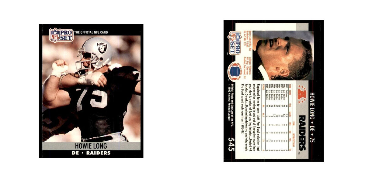 1990 Pro Set Howie Long Los Angeles Raiders #545
