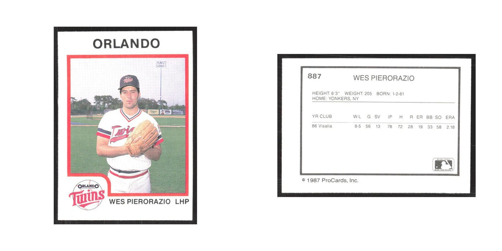 1987 ProCards Minor League Wes Pierorazio Orlando Twins #887