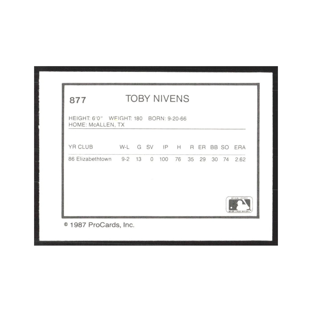 1987 ProCards Minor League Toby Nivens Orlando Twins #877