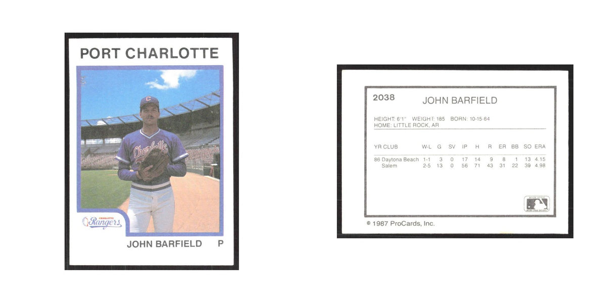 1987 ProCards Minor League John Barfield Port Charlotte Rangers #2038