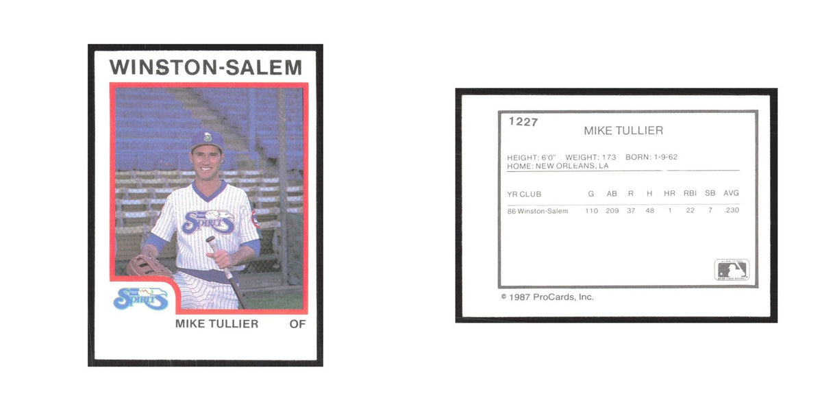 1987 ProCards Minor League Mike Tullier Winston-Salem Spirits #1227