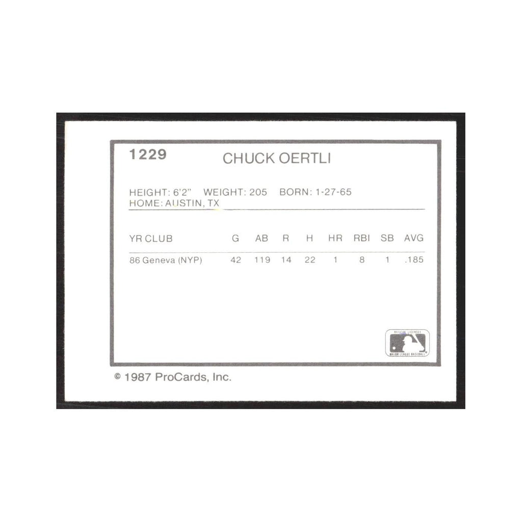 1987 ProCards Minor League Chuck Oertli Winston-Salem Spirits #1229