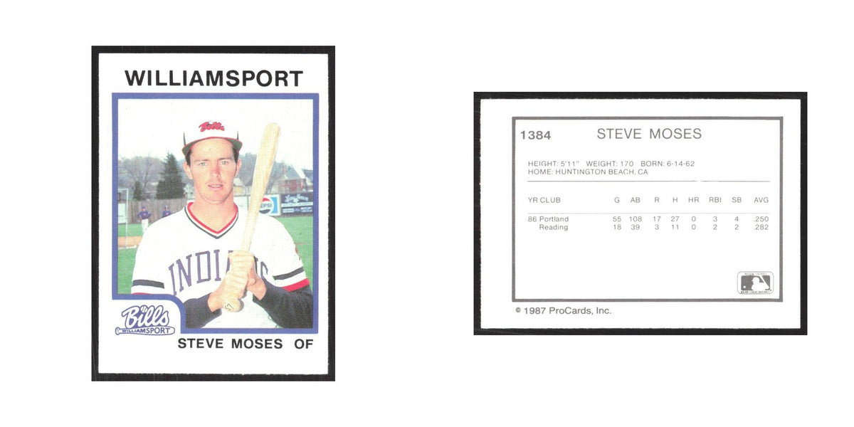 1987 ProCards Minor League Steve Moses Williamsport Bills #1384