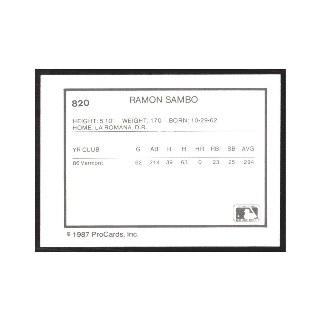 1987 ProCards Minor League Ramon Sambo Vermont Reds #820