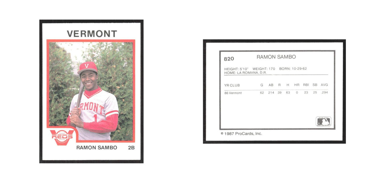 1987 ProCards Minor League Ramon Sambo Vermont Reds #820