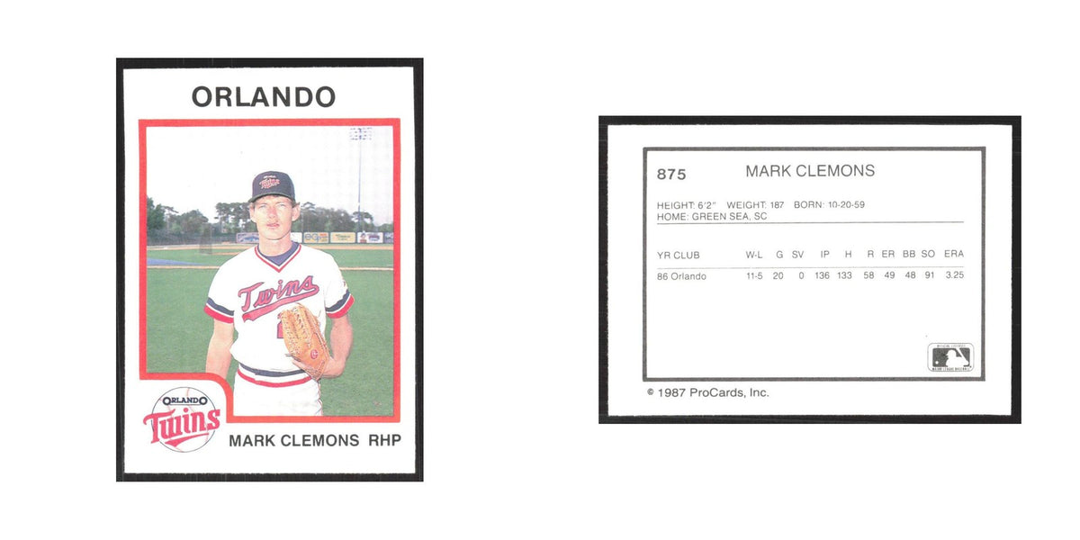 1987 ProCards Minor League Mark Clemons Orlando Twins #875