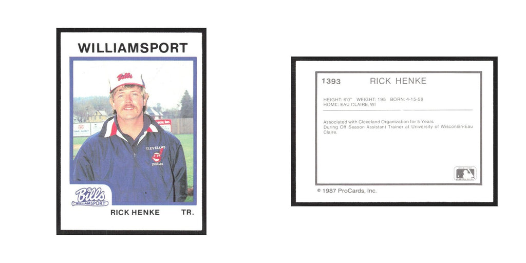1987 ProCards Minor League Rick Henke Williamsport Bills #1393