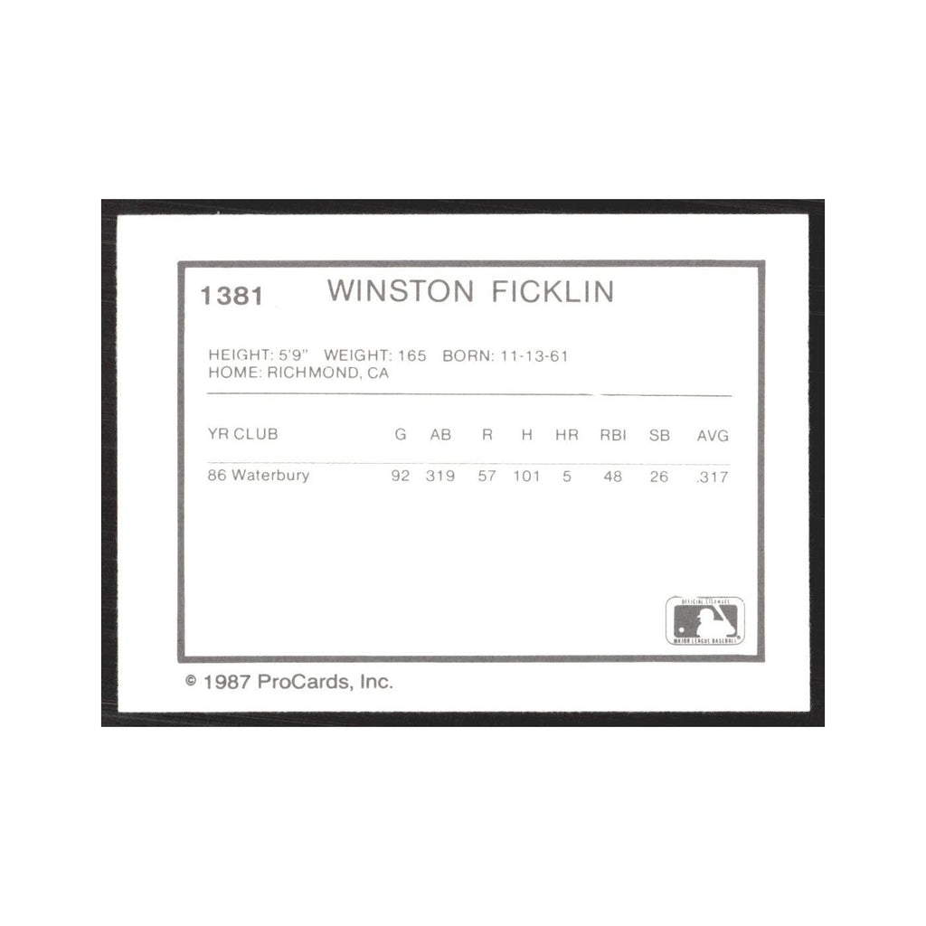 1987 ProCards Minor League Winston Ficklin Williamsport Bills #1381