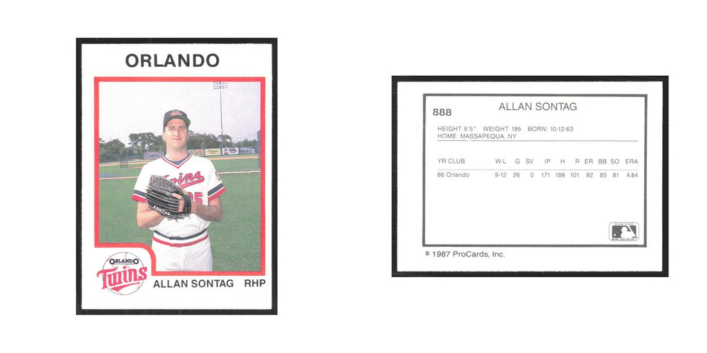 1987 ProCards Minor League Allan Sontag Orlando Twins #888