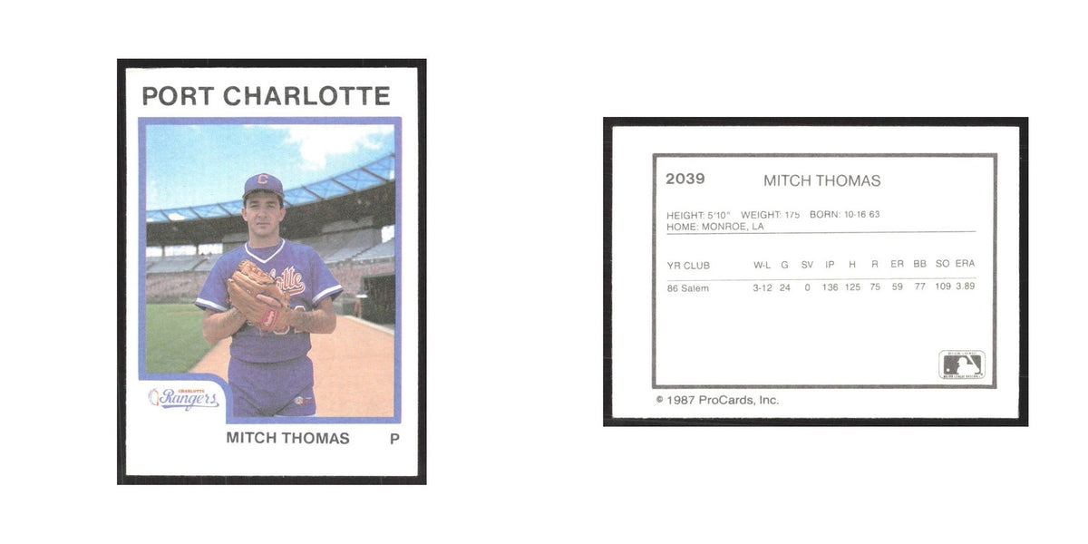 1987 ProCards Minor League Mitch Thomas Port Charlotte Rangers #2039