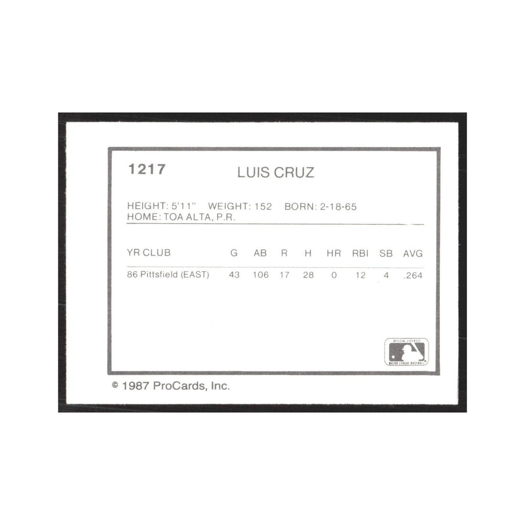 1987 ProCards Minor League Luis Cruz Winston-Salem Spirits #1217
