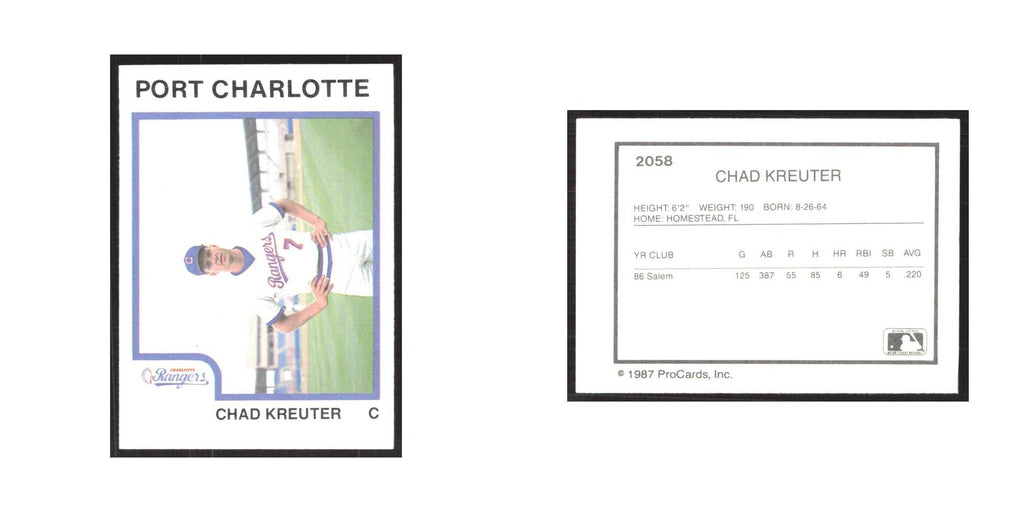 1987 ProCards Minor League Chad Kreuter Port Charlotte Rangers #2058