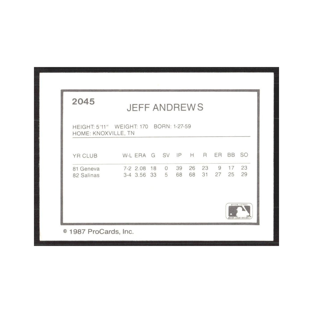 1987 ProCards Minor League Jeff Andrews Port Charlotte Rangers #2045