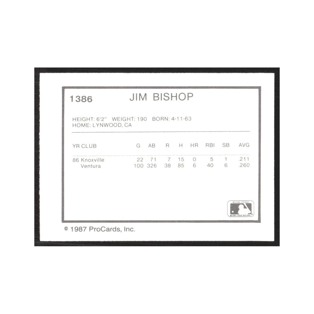 1987 ProCards Minor League Jim Bishop Williamsport Bills #1386
