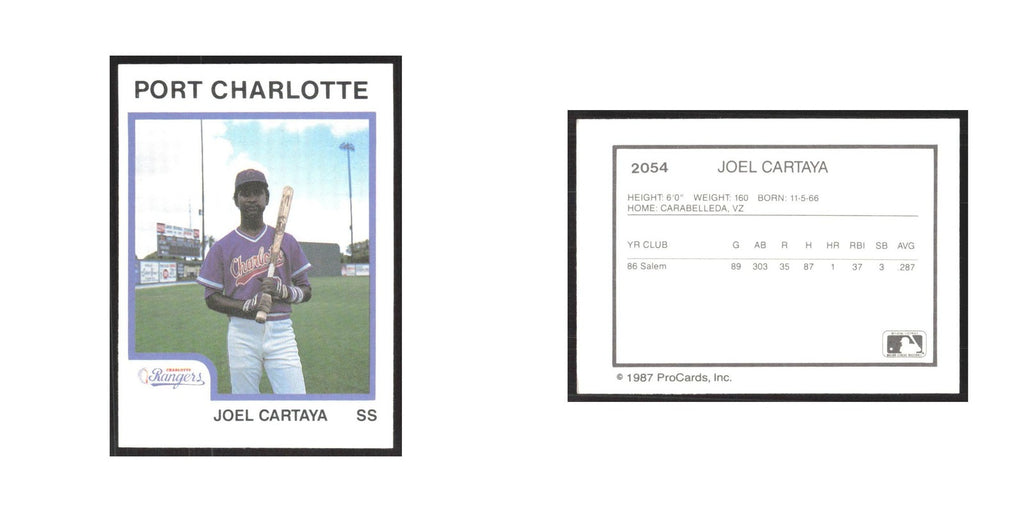 1987 ProCards Minor League Joel Cartaya Port Charlotte Rangers #2054