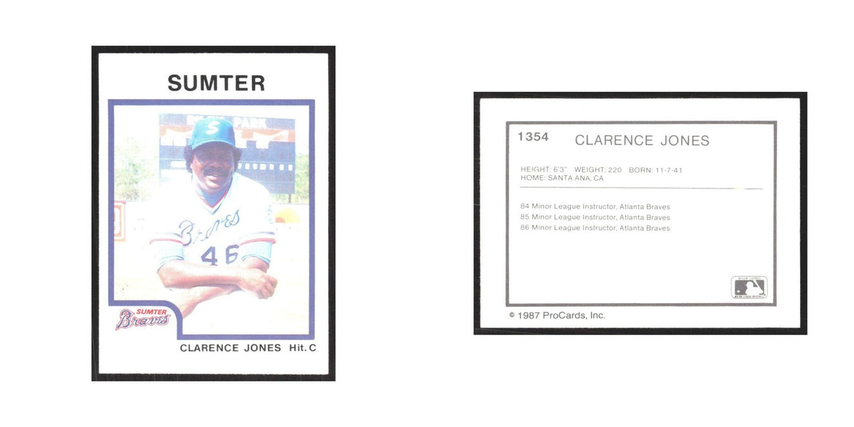 1987 ProCards Minor League Clarence Jones Sumter Braves #1354