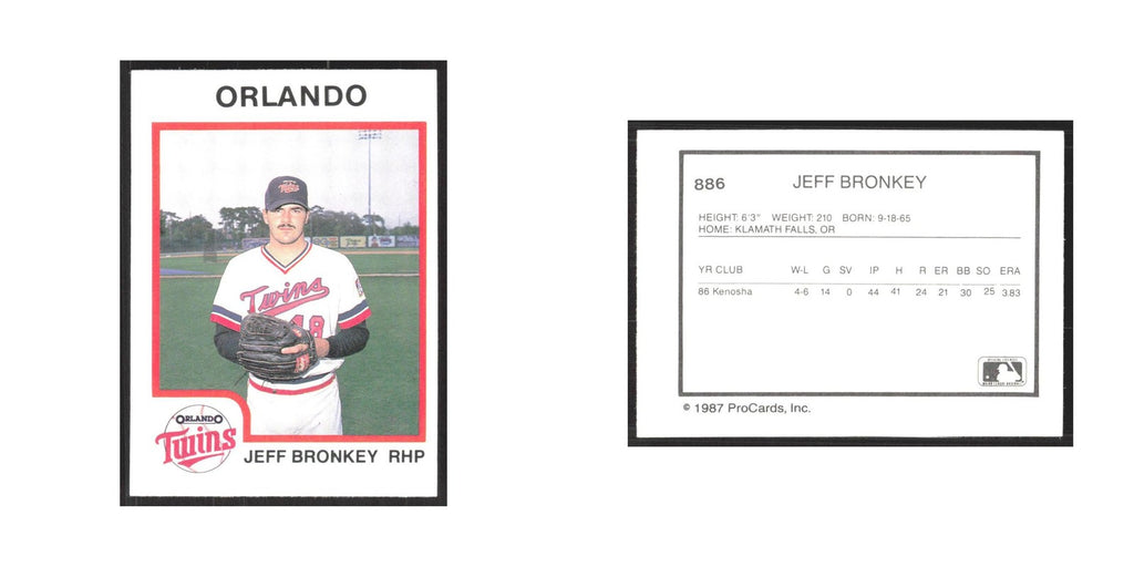 1987 ProCards Minor League Jeff Bronkey Orlando Twins #886