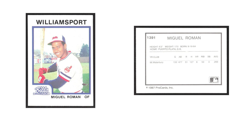 1987 ProCards Minor League Miguel Roman Williamsport Bills #1391
