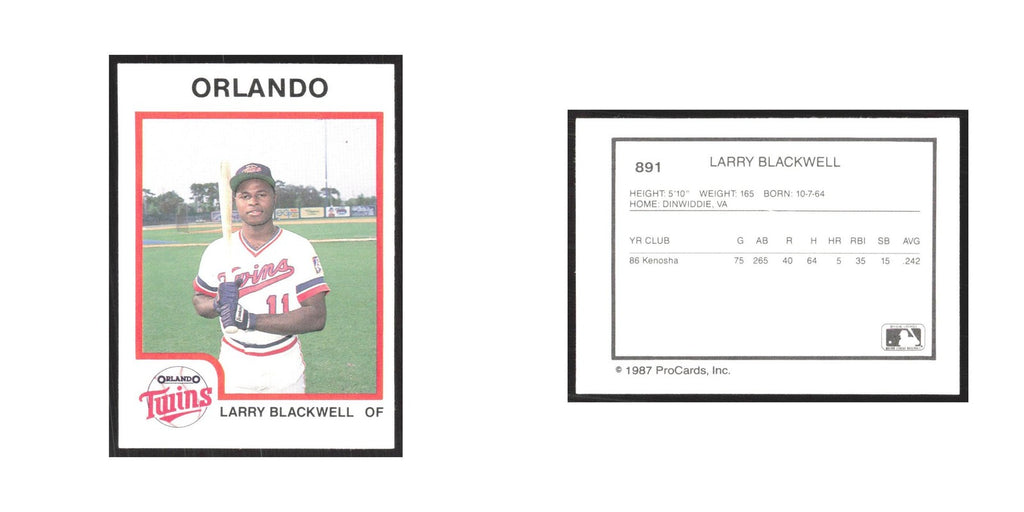 1987 ProCards Minor League Larry Blackwell Orlando Twins #891