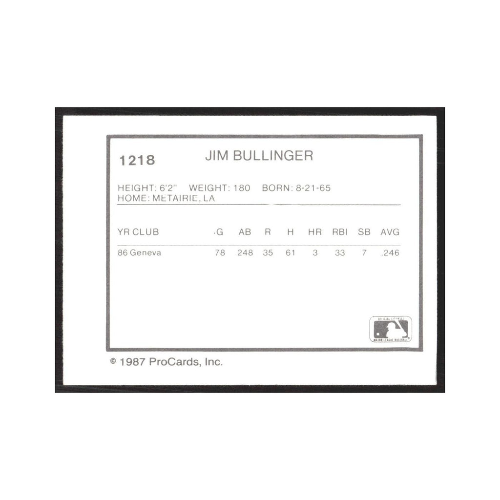 1987 ProCards Minor League Jim Bullinger Winston-Salem Spirits #1218