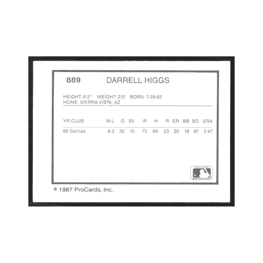 1987 ProCards Minor League Darrell Higgs Orlando Twins #889
