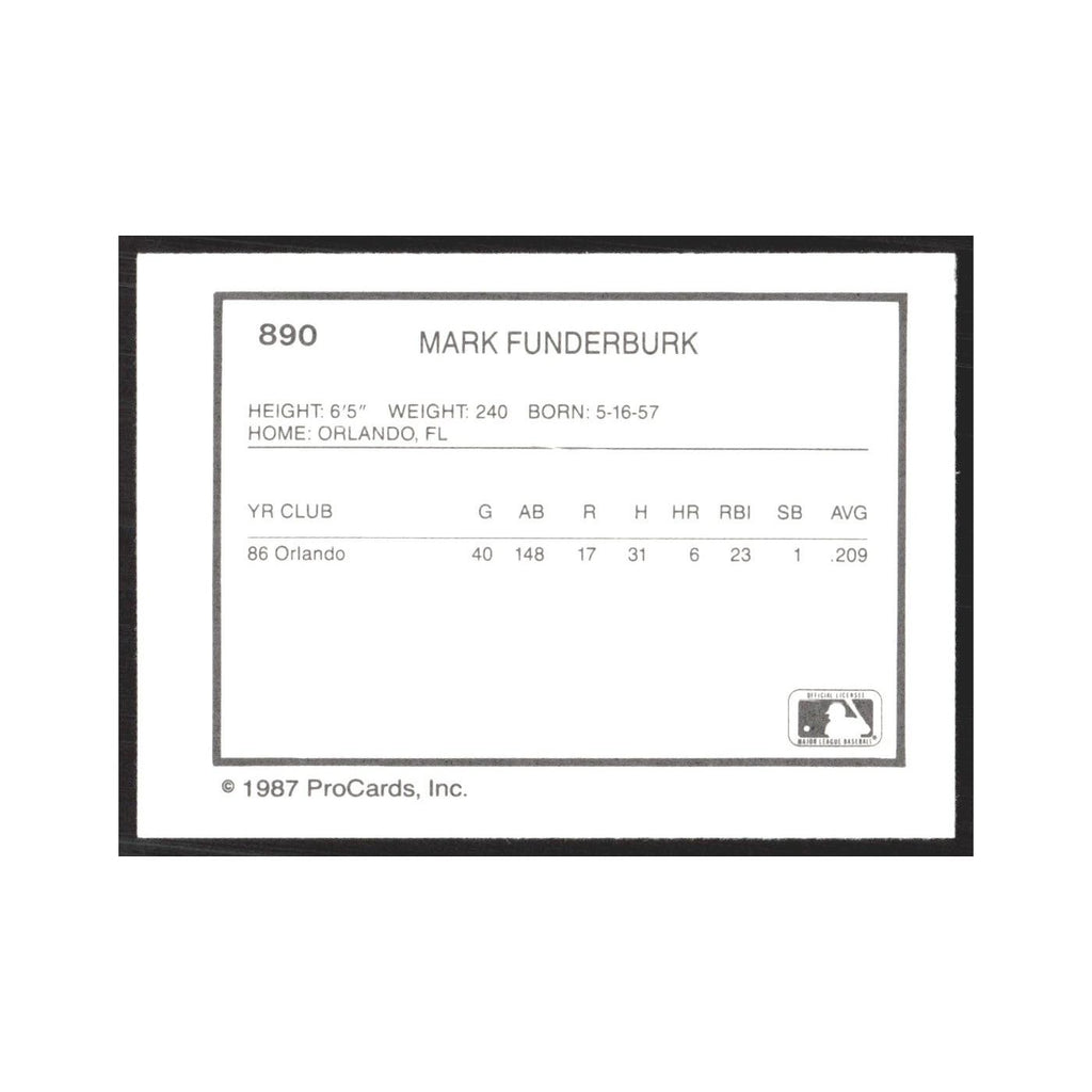 1987 ProCards Minor League Mark Funderburk Orlando Twins #890