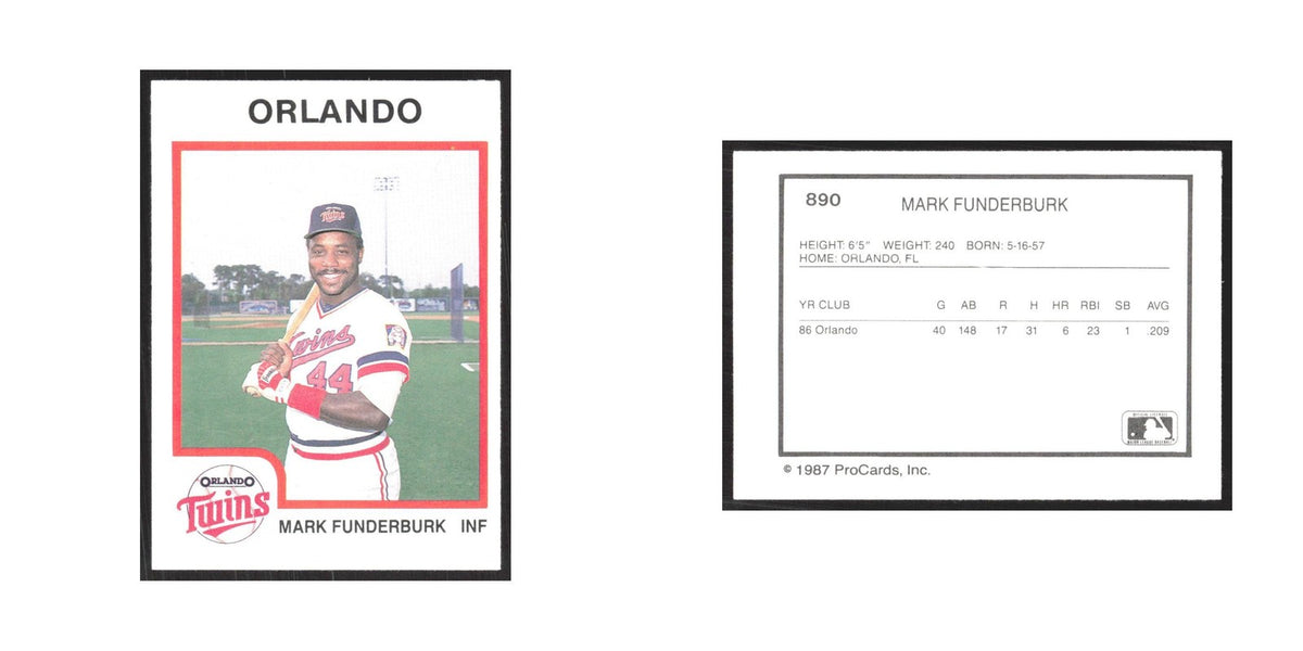 1987 ProCards Minor League Mark Funderburk Orlando Twins #890