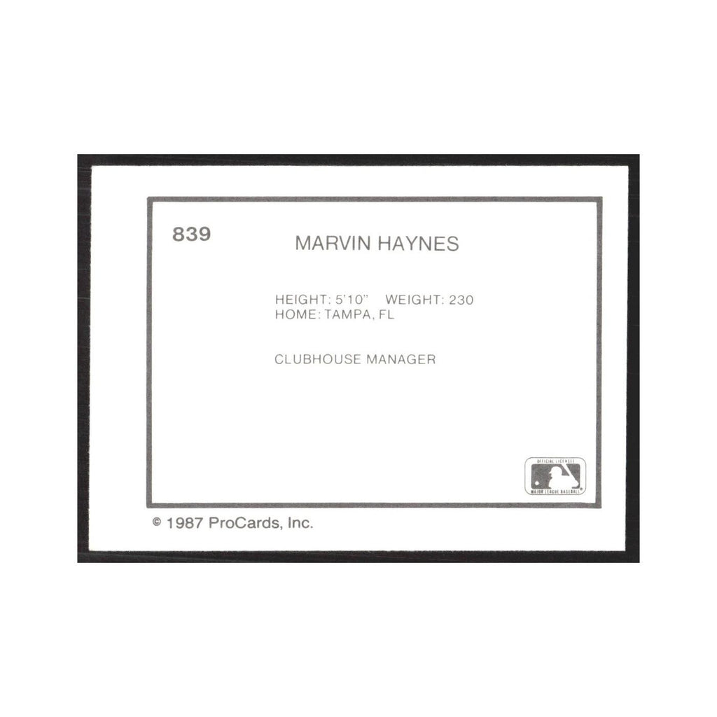 1987 ProCards Minor League Marvin Haynes Vermont Reds #839